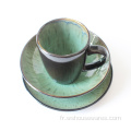 Dîner en céramique Ensemble de vaisselle réactive Glaze réactive verte